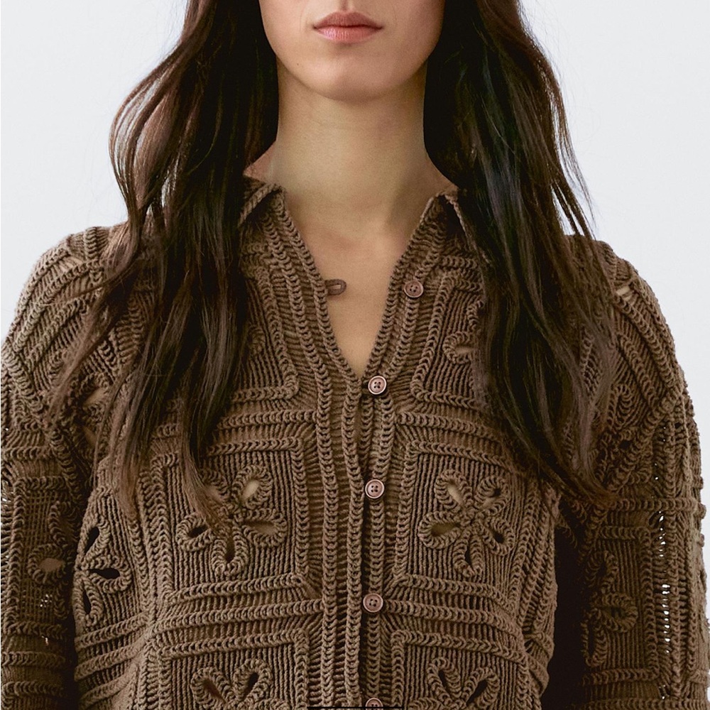Massimo Dutti Dark Brown Knit Cardigan - Picture 2 of 8